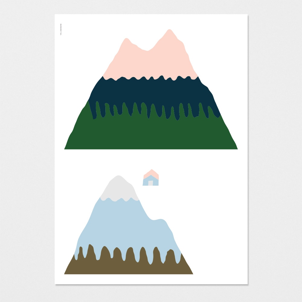 Pink Mountain Artprint ungerahmt, gedruckt auf UV-bestaendigem Archivpapier.