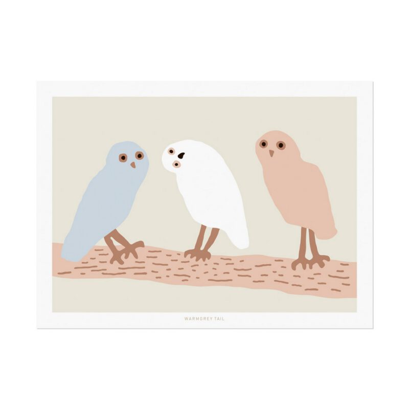 Postkarte - Hello Owls Light Grey