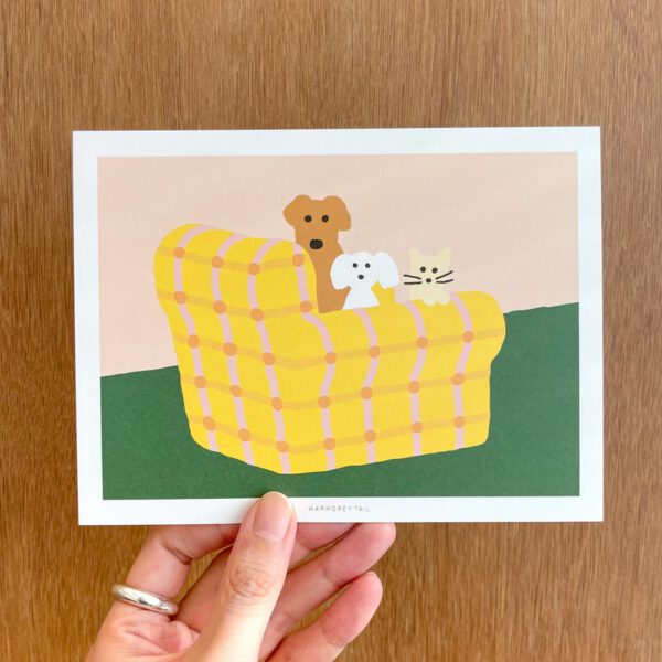 Postkarte - Armchair Dogs&Cat