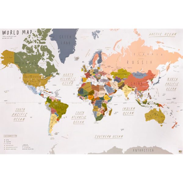 Weltkarte Faltkarte - Worldmap Folded